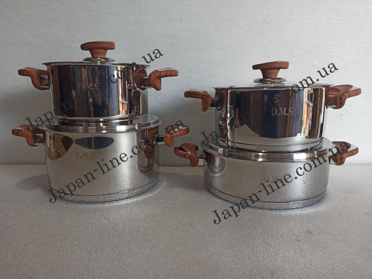 Набір посуду ( 3 каст. 2,4 л. 2,9 л. 4,3 л. + сотейник 3,1 л. ) OMS 1076