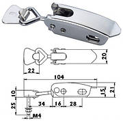 Засувка важільна судно антивібраційна 104 мм неіржавка сталь Osculati