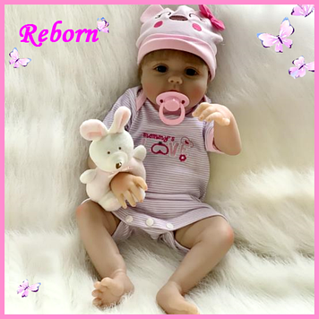 Силіконова лялька пупс реборн немовля дівчинка Міла 55 см Колекційна вінілова Kukla Reborn Doll новонароджена