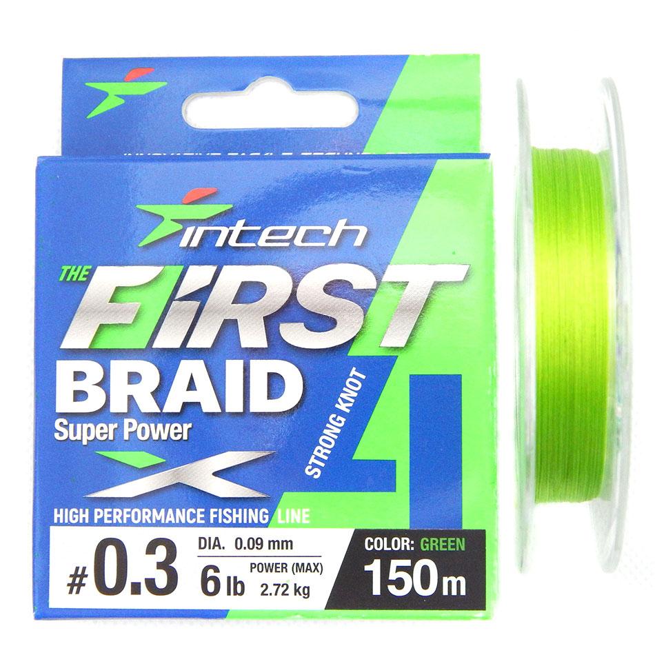 Шнур плетений Intech First Braid X4 Green 150m 1.0 (15lb/ 6.81kg)