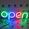Неонова вивіска OPEN світлодіодна Led RGB 400х130 з можливістю перемикання кольорів із пульм керування #4, фото 7