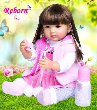 Реалістична силіконова лялька Реборн дівчинка Мілана довге волосся Колекційна вінілова Kukla Reborn дівчинка