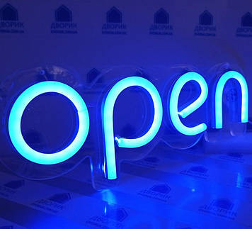 Неонова вивіска OPEN RGB з можливістю перемикання кольорів 40х13 см з пультом управління