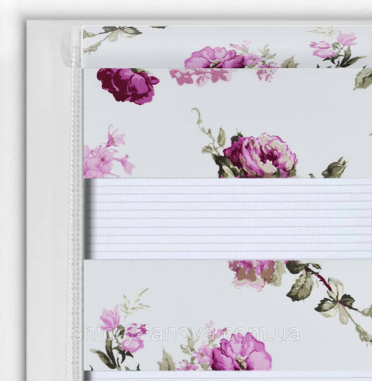 Штори рулонні день ніч Besta троянди бузкові, фото 1