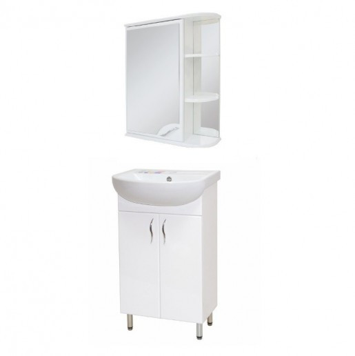 Комплект Мебели Тумба с Зеркалом в Ванную 55 См ПИК Базис Т-55-02-ЗШ-55 ...