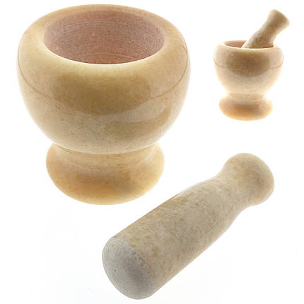 Ступка кам'яна D10,5см висота 10,5см об'ем 200 мл помаранчева, фото 1