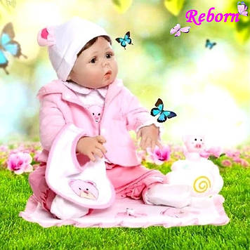 Силіконова колекційна лялька реборн немовля дівчинка Моллі з аксесуарами Красива вінілова лялька пупс для