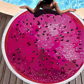 Красиве кругле пляжний рушник килимок для моря "Маракуйа", модна підстилка на пляж, 150 см