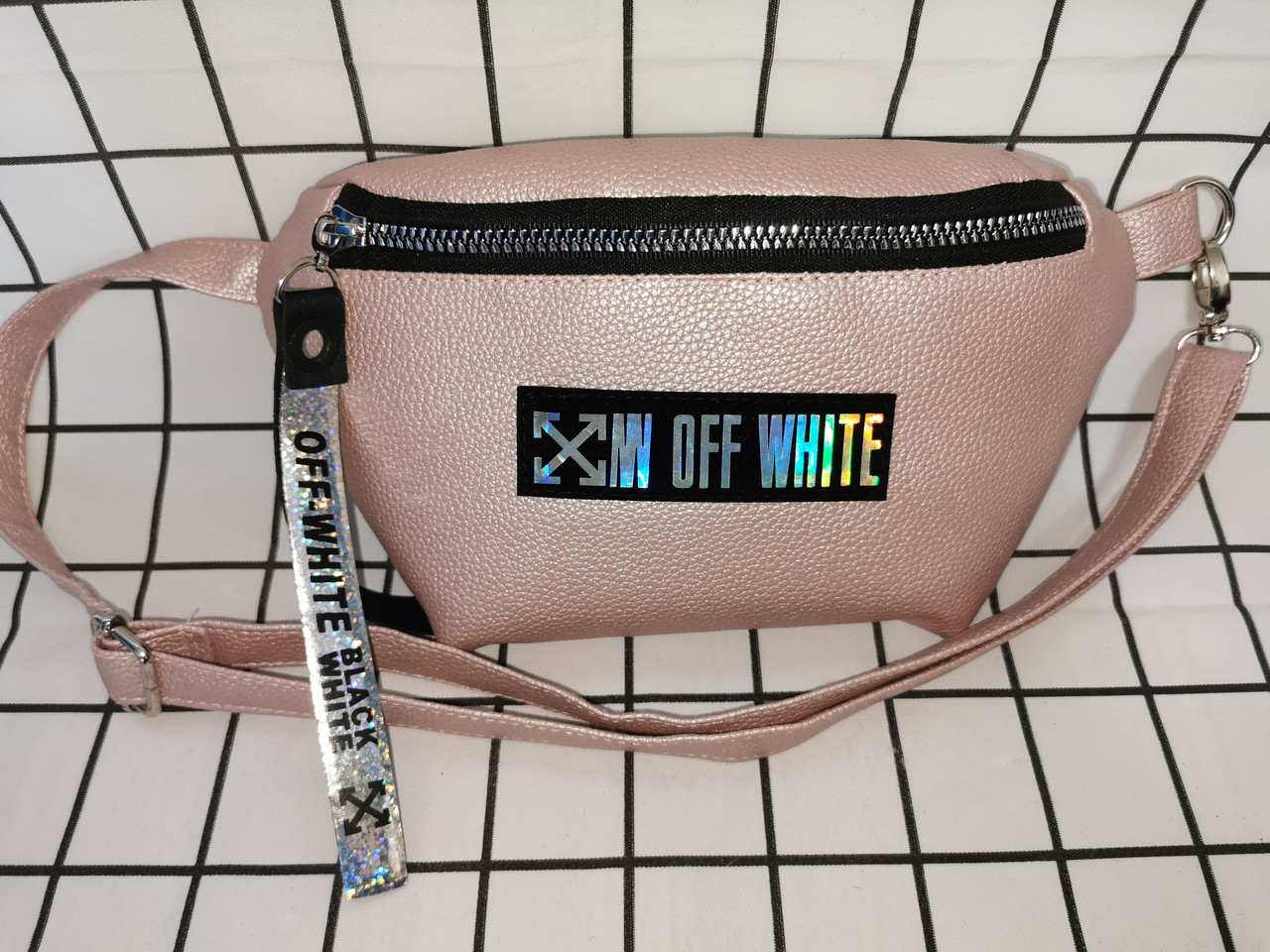 Новий стиль сумка на пояс OFF WHITE мистецтв шкіра Унісекс жіночий і чоловічий пояс Бананка сумка для через опт, фото 1