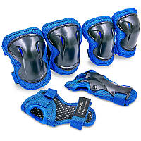 Защита детская (от 3 до 12 лет) наколенники, налокотники, перчатки HYPRO HP-SP-B004 синий-черный