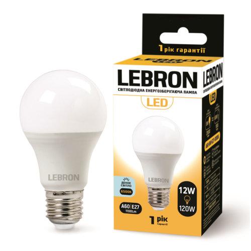 Світлодіодна лампа груша Lebron L-A60, 12W, Е27, 6500K, 1100Lm, кут 240°