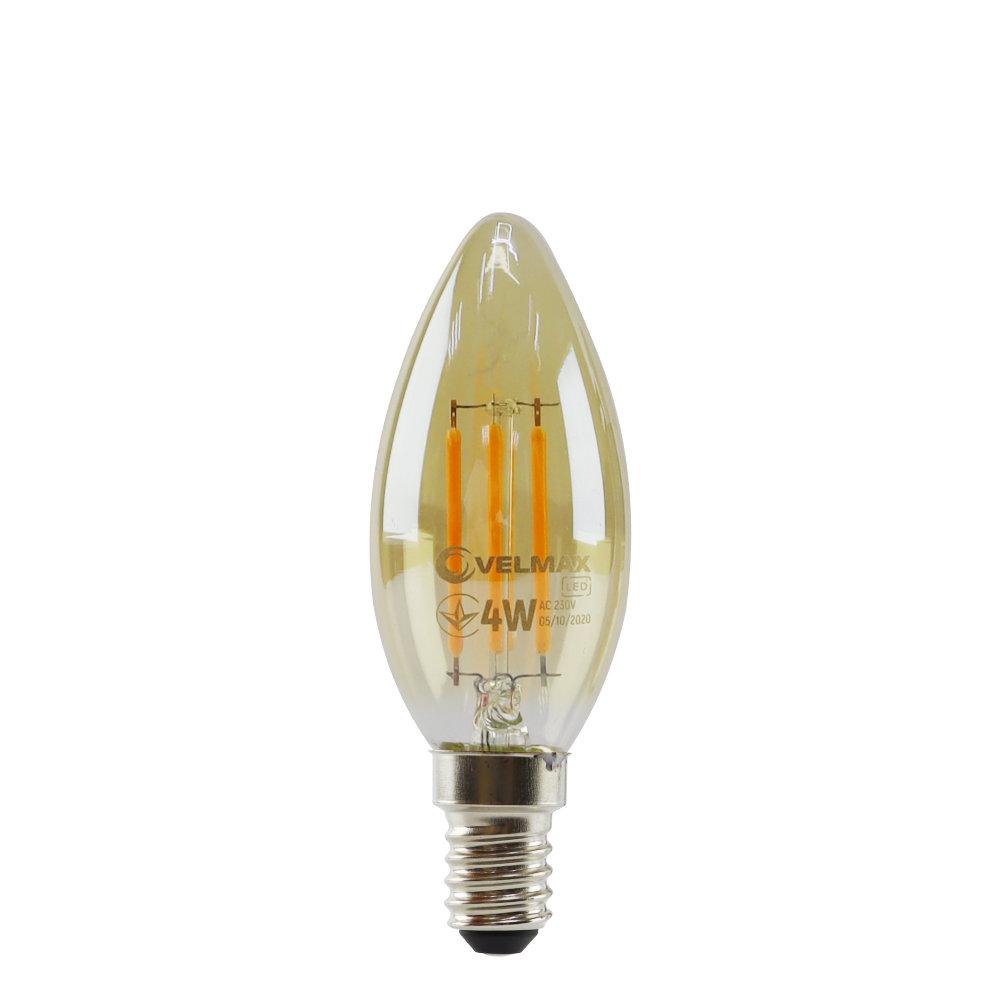LED лампа VELMAX V-Filament-Amber-C37, 4W, E14, 2200K, 400Lm