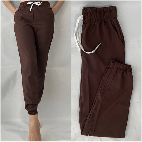 Жіночі літні штани, софт No103 тем.коричневий, фото 2