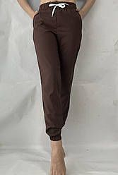 Батальні жіночі літні штани, софт No103 тем. коричневий