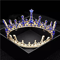 Корона круглая на голову, Корона с синими камнями , корона мужская