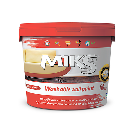 Миюча фарба стін і стелі MIKS Color Мийка 1.4 кг, фото 1