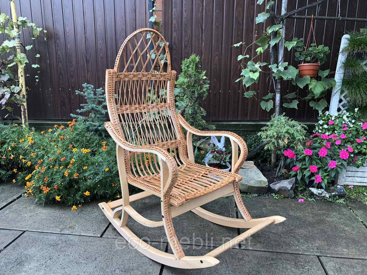 Крісло-гойдалка 2 з буку і ротангу, фото 1