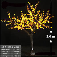 Уличное Светодиодное Дерево 2.0*1.8 метров. Цвет свечения Желтый
