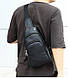 Чоловіча сумка-бананка на груди з USB-екошкірою, крос-боді сумка-бананка слінг для чоловіків нагрудна барсетка, фото 6