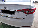 Хром накладка на кришку багажника Huyndai Sonata LF 2014-2016 (Autoclover C765), фото 4