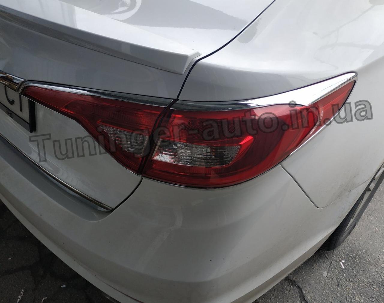 Хром накладки на стопи Hyundai Sonata LF 2014-2016 (Autoclover/D801), фото 1