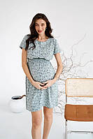 Бавовняна сукня для вагітних і годуючих мам м'ятна з секретом для годування, 4178745-М