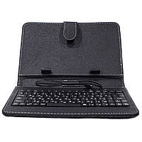 Go Чехол с клавиатурой для планшета 7 дюймов чёрный micro usb подставка на магнитной защелке из кожзама