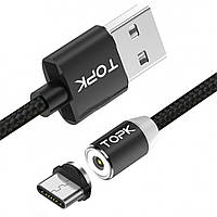 Go Магнітний кабель Topk USB 1m 2.4 A 360° (TK17i-VER2) Type-C Black для заряджання ґаджетів