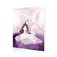 Go Картина раскраска на холсте по номерам DIY RA3263 "Девушка лебедь" 40-50см набор для творчества живопись