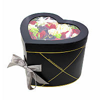 Go Подарункова коробка з квітами пелюстками трояндами з мила L-4645 Black у формі серця