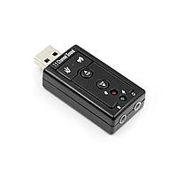 Go Внешняя звуковая карта USB Спартак 3D Sound 7.1 подключение наушников и микрофона к ноутбуку ПК