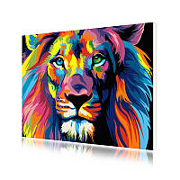 Lb Картина раскраска на холсте по номерам E-564 Радужный Лев Животные 40-50см набор для творчества живопись