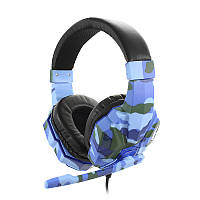 Go Дротова гарнітура SOYTO SY830MV Camouflage Blue з мікрофоном для спілкування зі скайпу комп'ютерна для