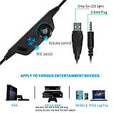 Навушники ігрові HUNTERSPIDER LED V3, чорно-сині., фото 3