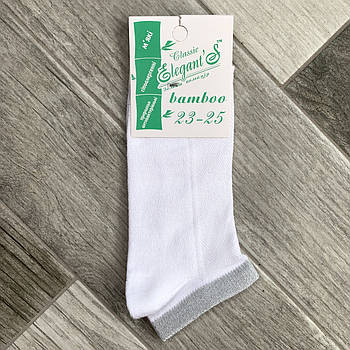 Шкарпетки жіночі короткі бамбук з сіткою люрекс Елегант, 23-25 розмір, білі, 01749
