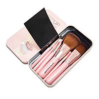 Lb Набор кистей кисточек с ворсом BIOAQUA Make UP Beauty Слон Розовый в металлическом футляре 7 шт для макияжа