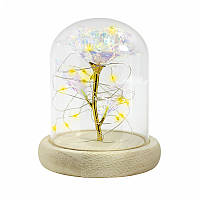 Lb Роза в стеклянной колбе 24К KY-1645 с LED подсветкой Теплый свет светящаяся подарок для девушки