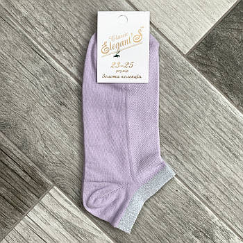 Шкарпетки жіночі короткі бавовна з сіткою люрекс Елегант, 23-25 розмір, бузкові, 01744