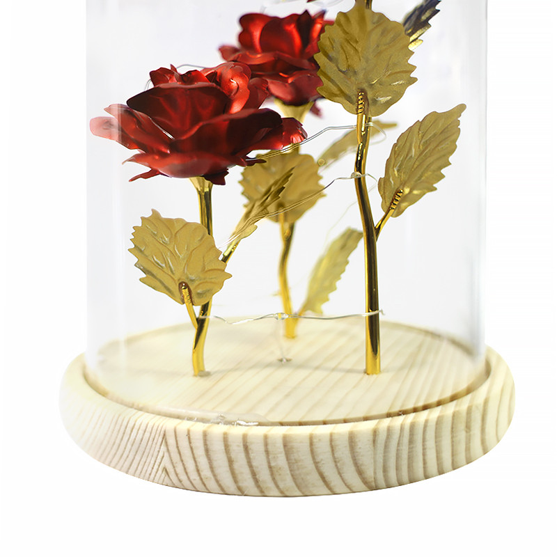 Lb Три розы в стеклянной колбе 24К KY-46465 Red с LED подсветкой вечная светящаяся - фото 4 - id-p1426715240