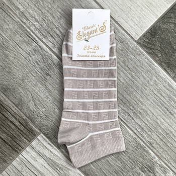 Шкарпетки жіночі короткі фильдеперсовые бавовна з сіткою Елегант, 23-25 розмір, бежеві, 01792