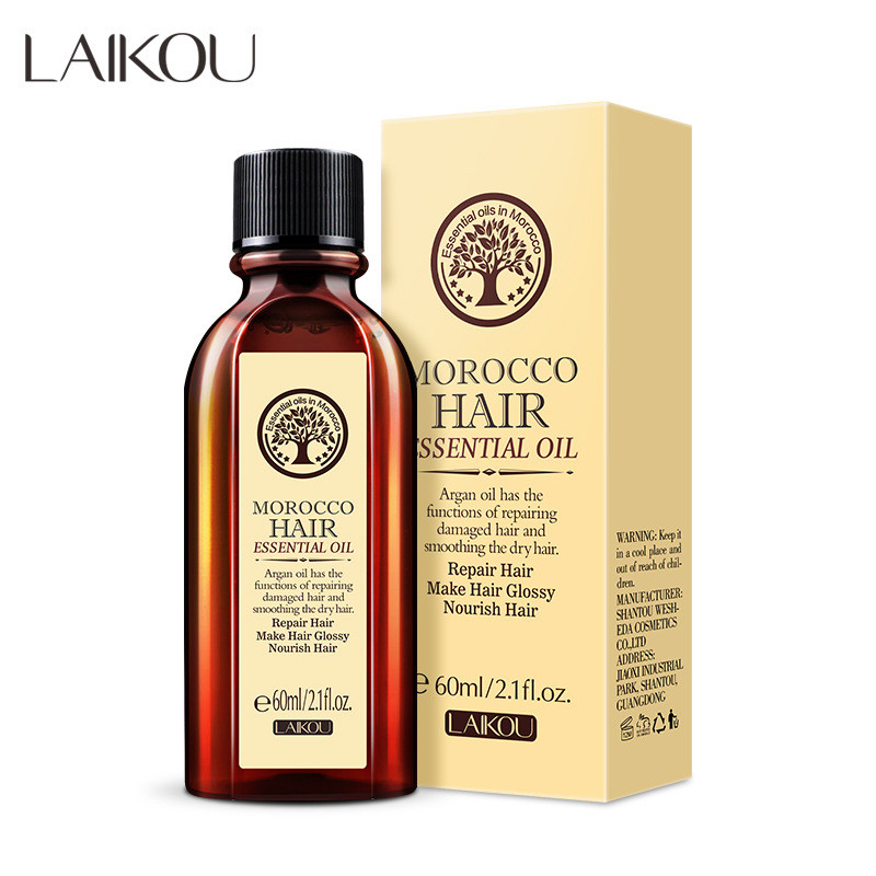 Питательное аргановое масло для волос Laikou Morocco Hair Essential Oil, 60мл - фото 1 - id-p1426729972