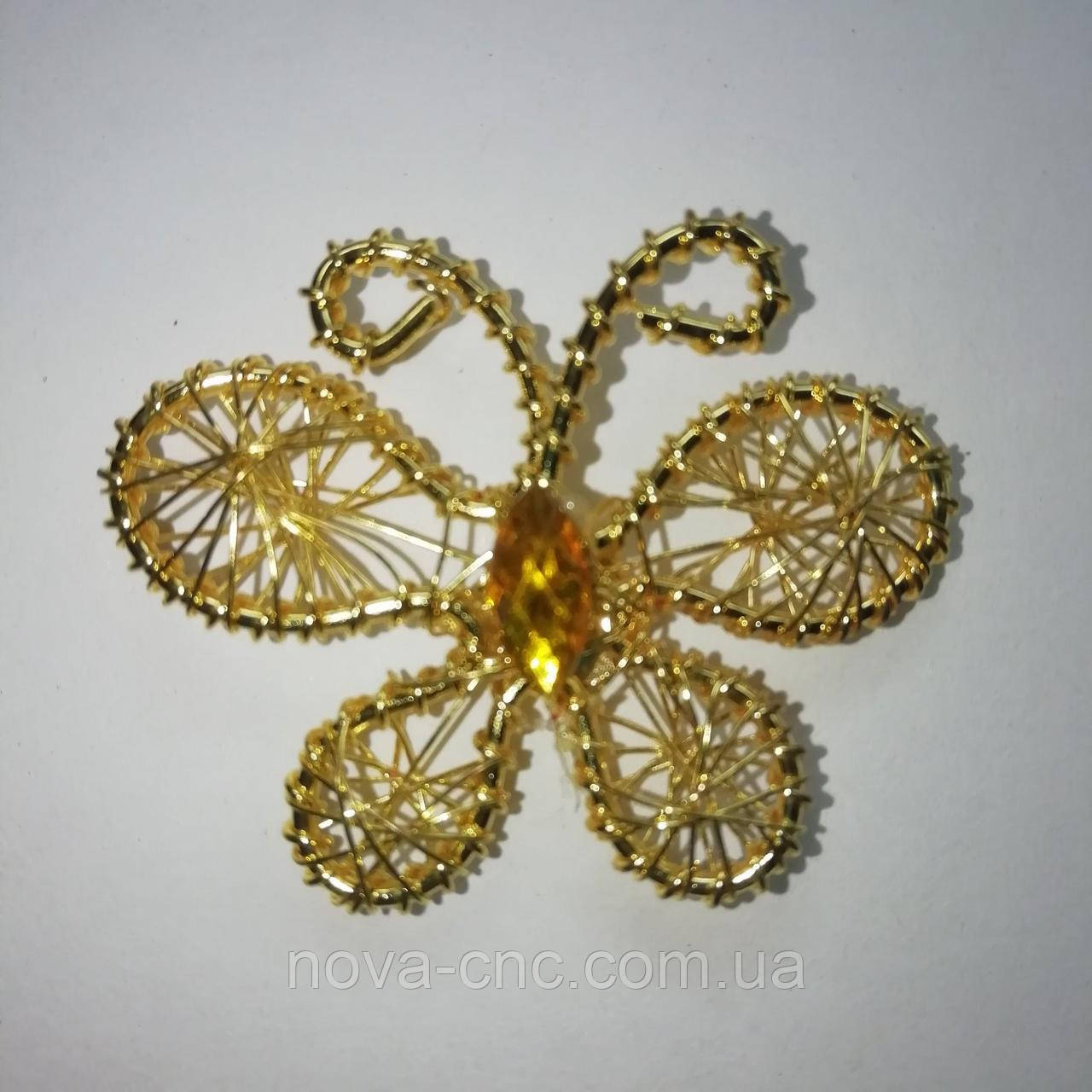 Декор дріт "Метелик" золото 32 х 40 мм