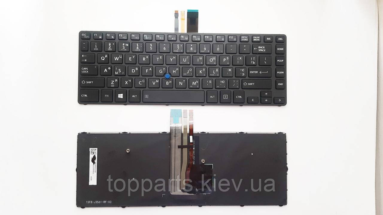 Клавіатура для ноутбуків Toshiba Tecra A40-C Series чорна з чорною рамкою з трекпоінтом з підсвіткою UA/RU/US