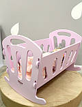 Дерев'яне ліжко люлька для ляльки 8001 Мася Рожева, фото 2