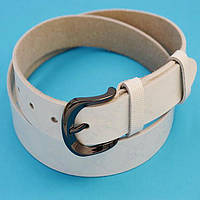 Ремінь із натуральної шкіри білий із тисненням ширина 30 мм