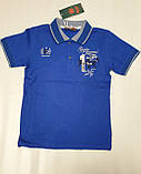 Футболка-поло синя для хлопчиків 140,146,152,158,164 зросту, фото 3