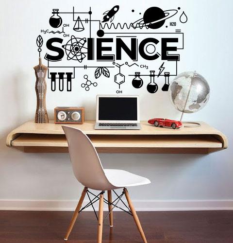 Наклейка для школи Science (декор стін для школи мотиватор текст хмара тегів) матова 1000х580 мм