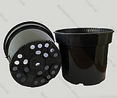 Горщик 19см х 14см. 3л.(Польща) круглий, чорний.