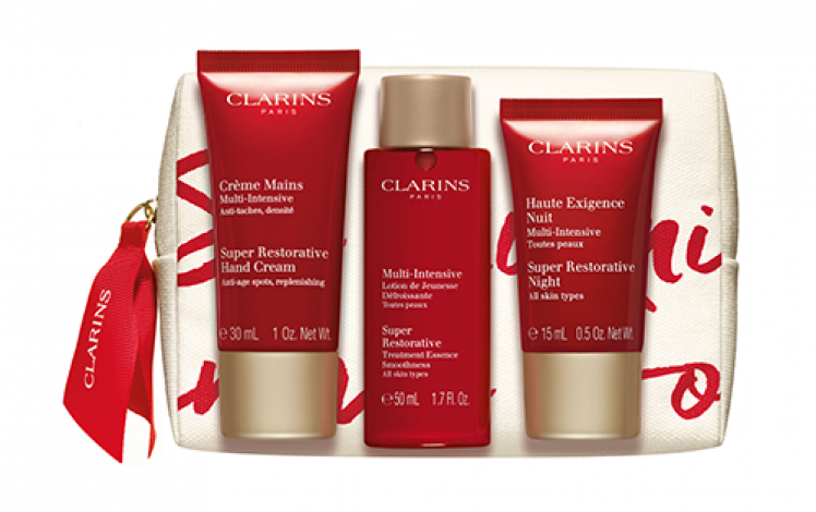 Набір Clarins Super Restorative Set (cr/30ml+lot/50ml+essence/15ml+pouch) (3380810459500)