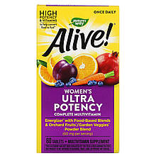 Мультивітаміни для жінок Alive Ultra potency 60 Таблетки Nature's Way, Alive!